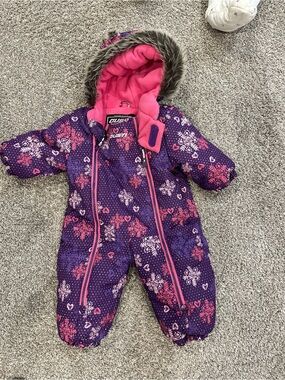 Gusti Kids Purple & Pink Snow Bunting with Faux Fur Hood size 9 months